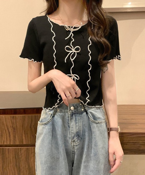 SpRay（スプレイ）の「リボンメロウショートスリーブブラウス（シャツ/ブラウス・レディース・オフホワイト/ブラック・FREE）」の17枚目の写真