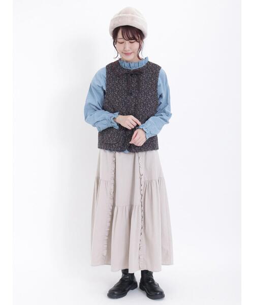 Samansa Mos2(サマンサ モスモス)の「花柄リバーシブル中綿ベスト(ベスト・レディース・ブラック/ミント/キナリ・F)」の13枚目の写真