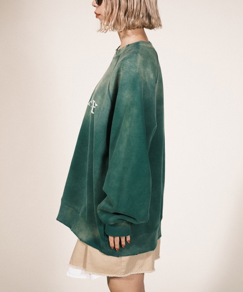 RePRODUCTION LABEL（リプロダクションレーベル）の「【ユニセックス】【RePRODUCTION LABEL / リプロダクションレーベル】ラグランフロントロゴスウェット（スウェット・レディース・グリーン/ブラック・FREE）」の6枚目の写真