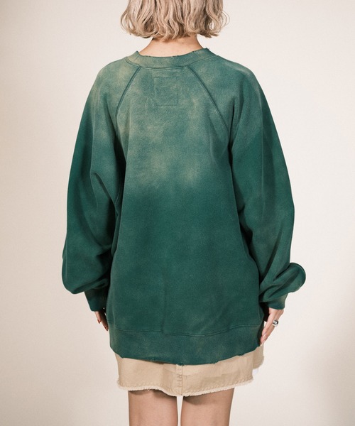 RePRODUCTION LABEL（リプロダクションレーベル）の「【ユニセックス】【RePRODUCTION LABEL / リプロダクションレーベル】ラグランフロントロゴスウェット（スウェット・レディース・グリーン/ブラック・FREE）」の7枚目の写真