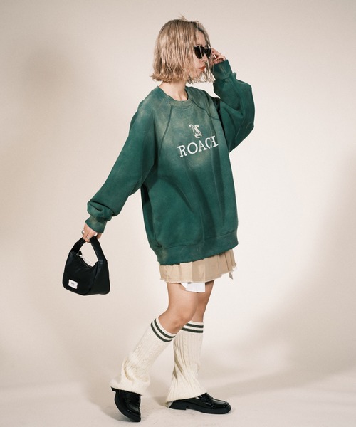 RePRODUCTION LABEL（リプロダクションレーベル）の「【ユニセックス】【RePRODUCTION LABEL / リプロダクションレーベル】ラグランフロントロゴスウェット（スウェット・レディース・グリーン/ブラック・FREE）」の3枚目の写真