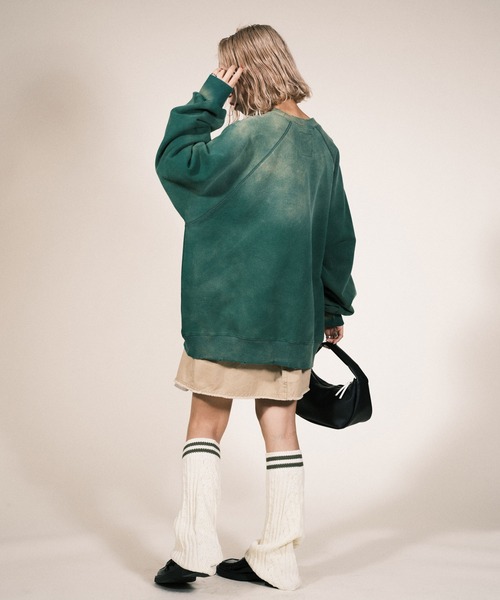 RePRODUCTION LABEL（リプロダクションレーベル）の「【ユニセックス】【RePRODUCTION LABEL / リプロダクションレーベル】ラグランフロントロゴスウェット（スウェット・レディース・グリーン/ブラック・FREE）」の4枚目の写真