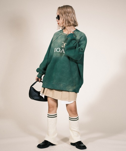 RePRODUCTION LABEL（リプロダクションレーベル）の「【ユニセックス】【RePRODUCTION LABEL / リプロダクションレーベル】ラグランフロントロゴスウェット（スウェット・レディース・グリーン/ブラック・FREE）」の11枚目の写真