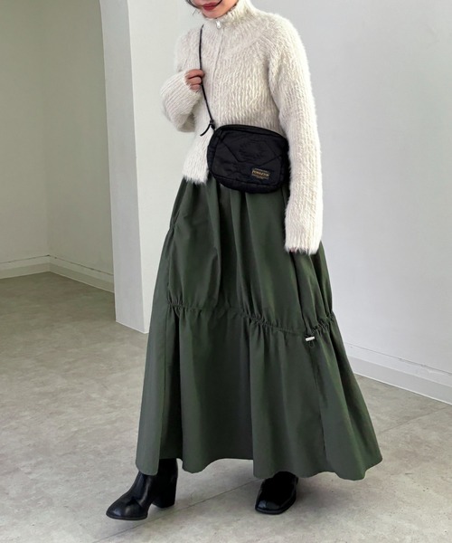 EPIMI E'PIMMY（エピミエピミー）の「ナイロンドロストティアードスカート（スカート・レディース・アイボリー/ブラック/カーキ・MEDIUM）」の16枚目の写真