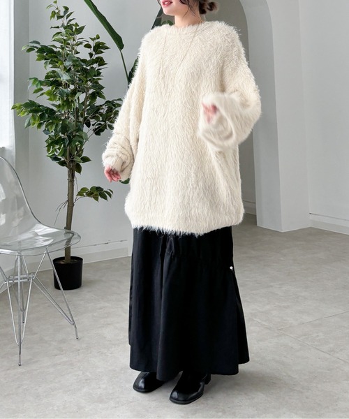 EPIMI E'PIMMY（エピミエピミー）の「ナイロンドロストティアードスカート（スカート・レディース・アイボリー/ブラック/カーキ・MEDIUM）」の7枚目の写真