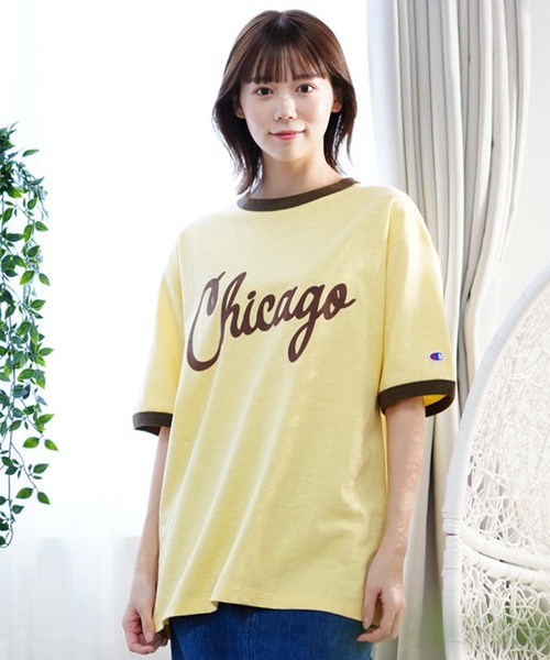 Champion(チャンピオン)の「CHAMPION/チャンピオン 半袖Tシャツ SHORT SLEEVE RINGER T-SHIRT C3-Z335(Tシャツ/カットソー・レディース・ホワイト/イエロー/ライトブルー・M/L)」の1枚目の写真