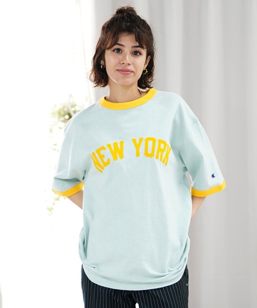 Champion(チャンピオン)の「CHAMPION/チャンピオン 半袖Tシャツ SHORT SLEEVE RINGER T-SHIRT C3-Z335(Tシャツ/カットソー・レディース・ホワイト/イエロー/ライトブルー・M/L)」の3枚目の写真