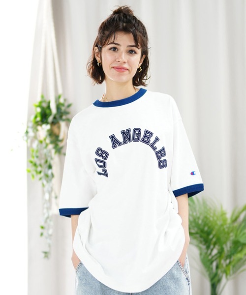 Champion(チャンピオン)の「CHAMPION/チャンピオン 半袖Tシャツ SHORT SLEEVE RINGER T-SHIRT C3-Z335(Tシャツ/カットソー・レディース・ホワイト/イエロー/ライトブルー・M/L)」の4枚目の写真
