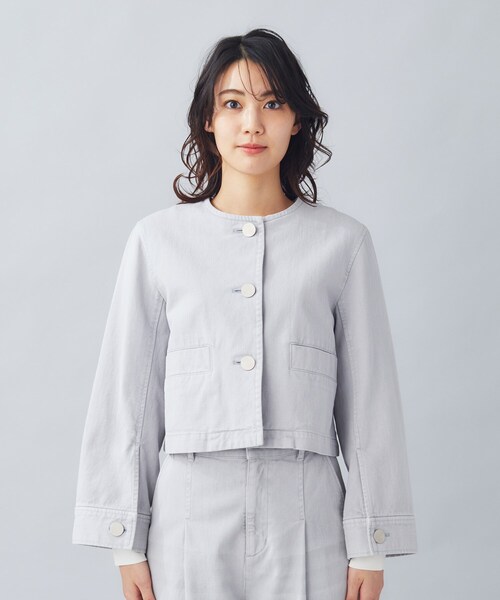 UNTITLED（アンタイトル）の「◆【セットアップ可能】ヴィンテージ ノーカラーデニムジャケット（デニムジャケット・レディース・ライトグレー・00/01/02/03/04/44/48）」の12枚目の写真