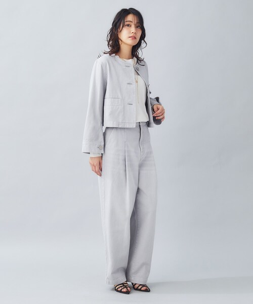 UNTITLED（アンタイトル）の「◆【セットアップ可能】ヴィンテージ ノーカラーデニムジャケット（デニムジャケット・レディース・ライトグレー・00/01/02/03/04/44/48）」の2枚目の写真