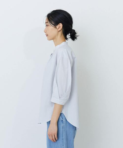 ADIEU TRISTESSE(アデュートリステス)の「コットン5分袖ブラウス(シャツ/ブラウス・レディース・オフホワイト/チェック/ストライプ・38)」の11枚目の写真