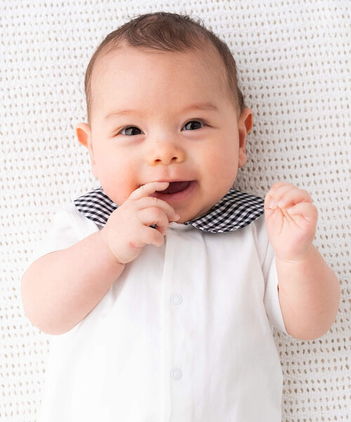 birthday party（バースデイパーティー）の「【お揃い】ギンガムチェック丸襟ショートオール(70~80cm)（ロンパース・キッズ・ブラック系その他・80ｃｍ/70cm）」の4枚目の写真