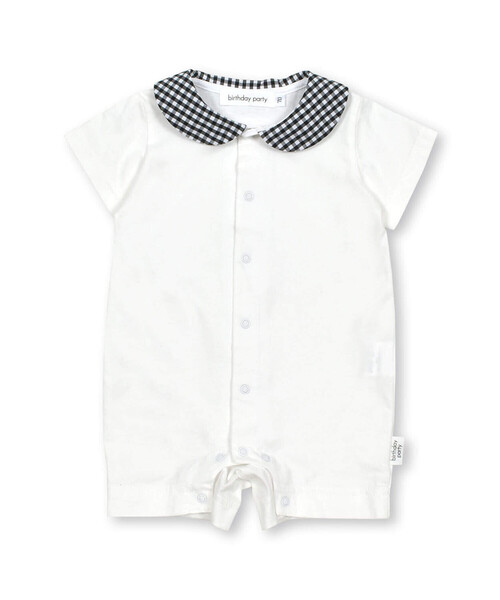birthday party（バースデイパーティー）の「【お揃い】ギンガムチェック丸襟ショートオール(70~80cm)（ロンパース・キッズ・ブラック系その他・80ｃｍ/70cm）」の6枚目の写真