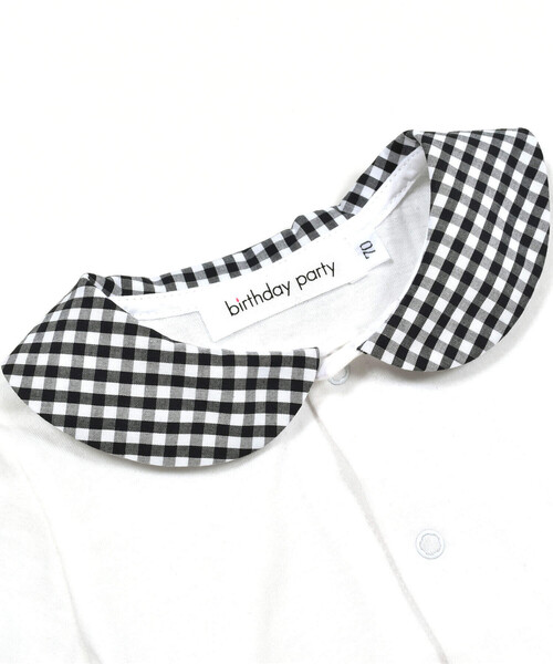 birthday party（バースデイパーティー）の「【お揃い】ギンガムチェック丸襟ショートオール(70~80cm)（ロンパース・キッズ・ブラック系その他・80ｃｍ/70cm）」の8枚目の写真