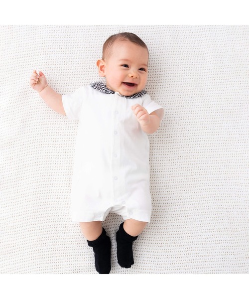 birthday party（バースデイパーティー）の「【お揃い】ギンガムチェック丸襟ショートオール(70~80cm)（ロンパース・キッズ・ブラック系その他・80ｃｍ/70cm）」の13枚目の写真