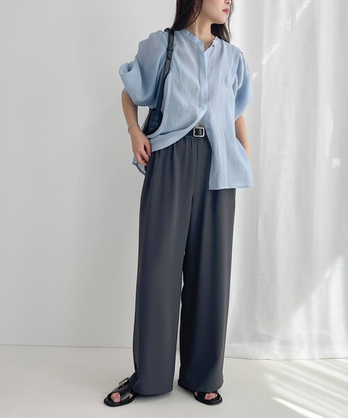 fredy emue（フレディエミュ）の「シアー前開きギャザースリーブブラウス（シャツ/ブラウス・レディース・オフホワイト/サックスブルー/ベビーピンク/ブラック・38）」の18枚目の写真