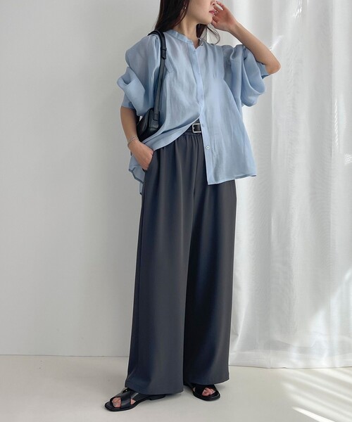 fredy emue（フレディエミュ）の「シアー前開きギャザースリーブブラウス（シャツ/ブラウス・レディース・オフホワイト/サックスブルー/ベビーピンク/ブラック・38）」の21枚目の写真