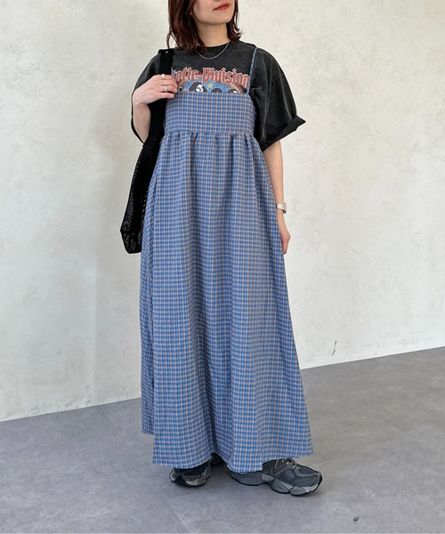 CPCM(シーピーシーエム)の「アソートチェック柄バックリボンキャミワンピース(ワンピース・レディース・ブラウン/グリーン/ブラック/ブルー・FREE)」の4枚目の写真
