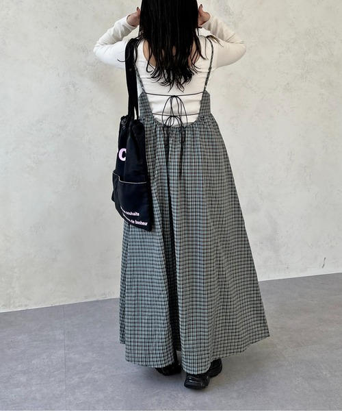 CPCM(シーピーシーエム)の「アソートチェック柄バックリボンキャミワンピース(ワンピース・レディース・ブラウン/グリーン/ブラック/ブルー・FREE)」の22枚目の写真
