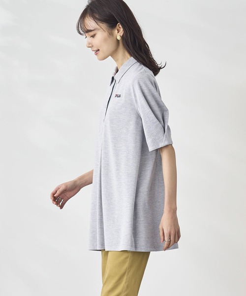 FILA(フィラ)の「<FILA>冷感袖タックポロチュニック(ポロシャツ・レディース・ピンク/サックスブルー/杢グレー/ネイビー・MEDIUM/LARGE/X-LARGE)」の6枚目の写真