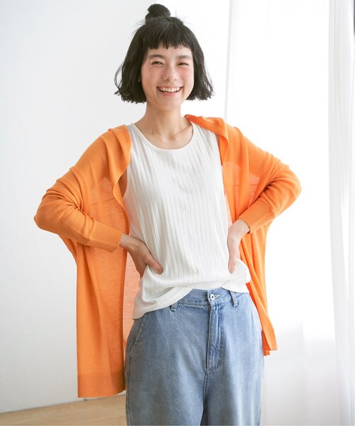 LBC（エルビーシー）の「リネンライクトッパーカーディガン（カーディガン/ボレロ・レディース・イエロー/ミント/ライトグレー/チャコールグレー/ライトブルー/オフホワイト/オレンジ・M）」の7枚目の写真
