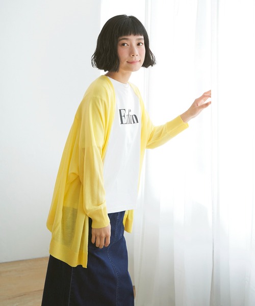 LBC（エルビーシー）の「リネンライクトッパーカーディガン（カーディガン/ボレロ・レディース・イエロー/ミント/ライトグレー/チャコールグレー/ライトブルー/オフホワイト/オレンジ・M）」の6枚目の写真