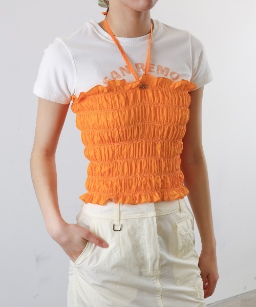 Kijun（キジュン）の「Kijun/キジュン Smocked Tube Top チューブトップ（チューブトップ・レディース・シルバーグレー/イエロー/オレンジ・ONE SIZE）」の5枚目の写真