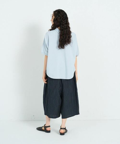 conges payes ADIEU TRISTESSE(コンジェ ペイエ アデュートリステス)の「シャツテールポロ(Tシャツ/カットソー・レディース・グリーン/ライトグレー/ストライプ・FREE)」の6枚目の写真