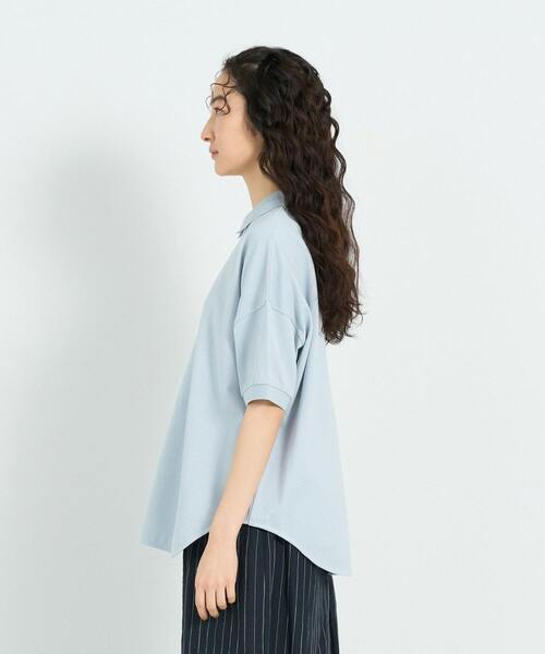 conges payes ADIEU TRISTESSE(コンジェ ペイエ アデュートリステス)の「シャツテールポロ(Tシャツ/カットソー・レディース・グリーン/ライトグレー/ストライプ・FREE)」の8枚目の写真