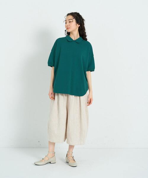 conges payes ADIEU TRISTESSE(コンジェ ペイエ アデュートリステス)の「シャツテールポロ(Tシャツ/カットソー・レディース・グリーン/ライトグレー/ストライプ・FREE)」の10枚目の写真