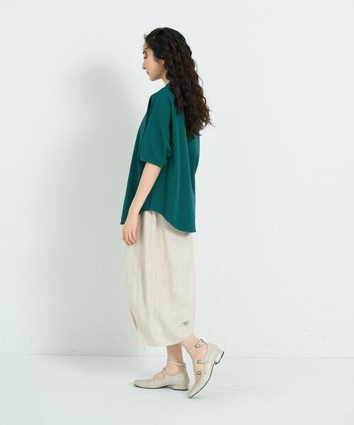 conges payes ADIEU TRISTESSE(コンジェ ペイエ アデュートリステス)の「シャツテールポロ(Tシャツ/カットソー・レディース・グリーン/ライトグレー/ストライプ・FREE)」の11枚目の写真