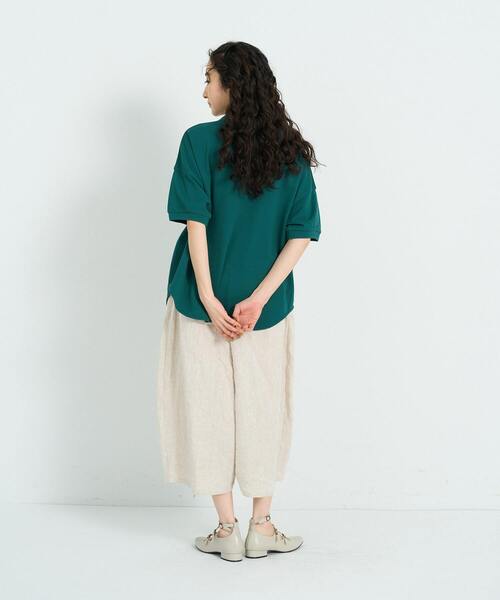 conges payes ADIEU TRISTESSE(コンジェ ペイエ アデュートリステス)の「シャツテールポロ(Tシャツ/カットソー・レディース・グリーン/ライトグレー/ストライプ・FREE)」の12枚目の写真