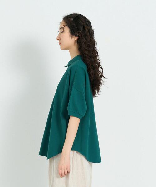 conges payes ADIEU TRISTESSE(コンジェ ペイエ アデュートリステス)の「シャツテールポロ(Tシャツ/カットソー・レディース・グリーン/ライトグレー/ストライプ・FREE)」の14枚目の写真