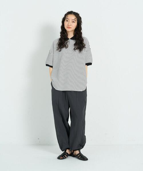 conges payes ADIEU TRISTESSE(コンジェ ペイエ アデュートリステス)の「シャツテールポロ(Tシャツ/カットソー・レディース・グリーン/ライトグレー/ストライプ・FREE)」の16枚目の写真