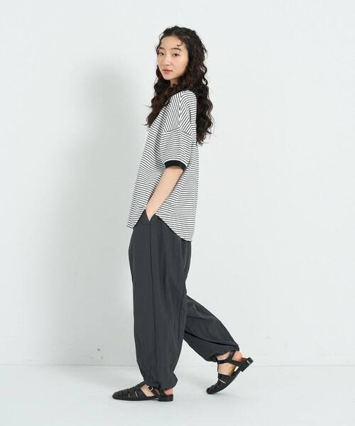 conges payes ADIEU TRISTESSE(コンジェ ペイエ アデュートリステス)の「シャツテールポロ(Tシャツ/カットソー・レディース・グリーン/ライトグレー/ストライプ・FREE)」の17枚目の写真
