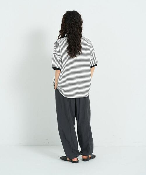 conges payes ADIEU TRISTESSE(コンジェ ペイエ アデュートリステス)の「シャツテールポロ(Tシャツ/カットソー・レディース・グリーン/ライトグレー/ストライプ・FREE)」の18枚目の写真