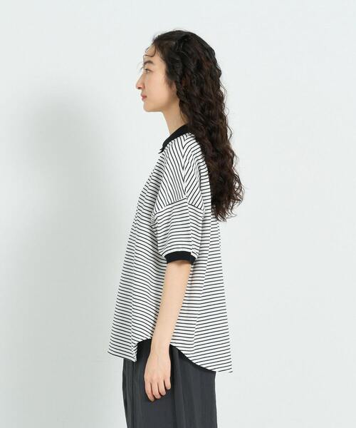 conges payes ADIEU TRISTESSE(コンジェ ペイエ アデュートリステス)の「シャツテールポロ(Tシャツ/カットソー・レディース・グリーン/ライトグレー/ストライプ・FREE)」の20枚目の写真