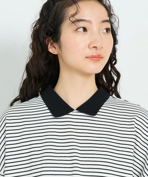 conges payes ADIEU TRISTESSE(コンジェ ペイエ アデュートリステス)の「シャツテールポロ(Tシャツ/カットソー・レディース・グリーン/ライトグレー/ストライプ・FREE)」の22枚目の写真