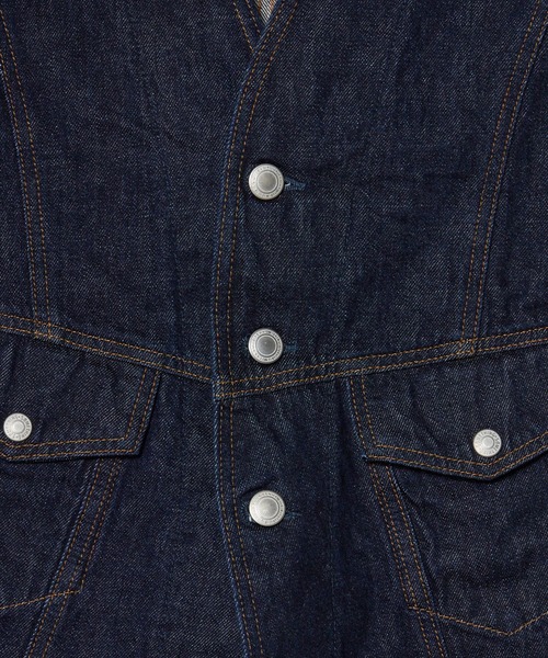 SOMETHING（サムシング）の「SOMETHING/サムシング SO DENIM VEST デニムベスト（ベスト・レディース・ブルー/インディゴブルー・FREE）」の6枚目の写真