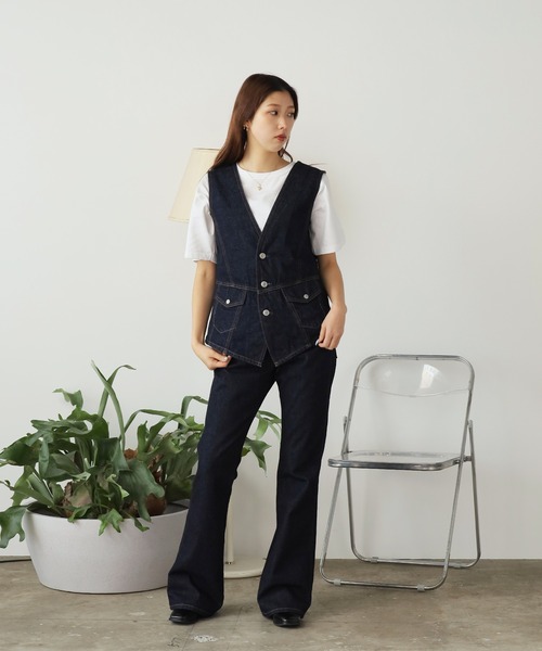 SOMETHING（サムシング）の「SOMETHING/サムシング SO DENIM VEST デニムベスト（ベスト・レディース・ブルー/インディゴブルー・FREE）」の21枚目の写真