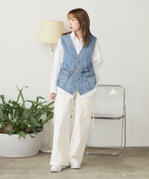 SOMETHING（サムシング）の「SOMETHING/サムシング SO DENIM VEST デニムベスト（ベスト・レディース・ブルー/インディゴブルー・FREE）」の14枚目の写真