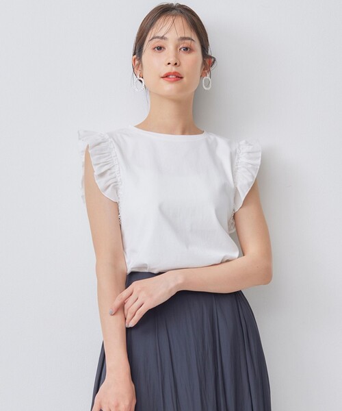 組曲（クミキョク）の「Jazzy-Jersey フリル袖Ｔシャツ（Tシャツ/カットソー・レディース・ピンク系/ブラック系/ブルー系/アイボリー系・3/2）」の16枚目の写真