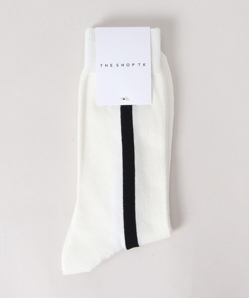 THE SHOP TK （ザ ショップ ティーケー ）の「◆ラインSOX（ソックス/靴下・メンズ・オフホワイト/ネイビー/ブラック/チャコールグレー・00）」の2枚目の写真
