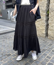 Meli rich | コットンクレープ×レースティアードスカート(スカート)