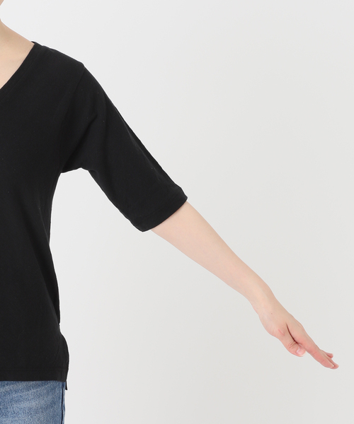 RITA（リタ）の「《NOBLE別注》RITA/リタ スラブVネックT（Tシャツ/カットソー・レディース・ブラック/サックスブルー/ホワイト/ベージュ・FREE）」の22枚目の写真