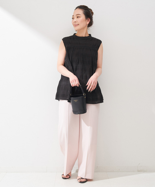 Simplicite（サンプリシテ）の「レースハギシュリンクブラウス（シャツ/ブラウス・レディース・ブラック/ホワイト・FREE）」の3枚目の写真