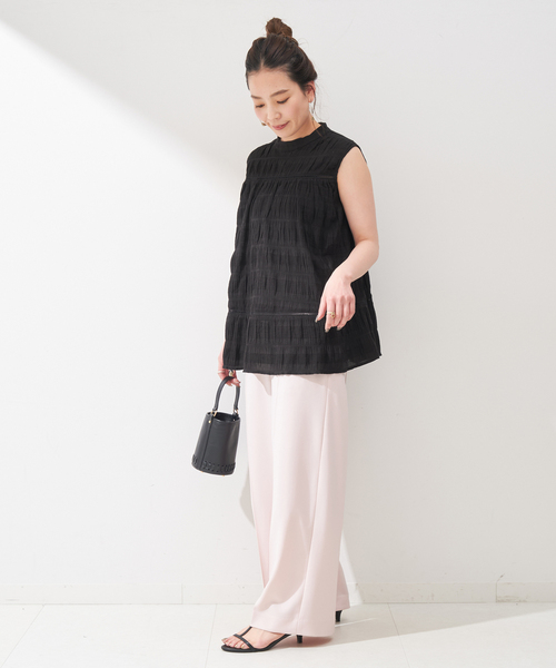 Simplicite（サンプリシテ）の「レースハギシュリンクブラウス（シャツ/ブラウス・レディース・ブラック/ホワイト・FREE）」の4枚目の写真