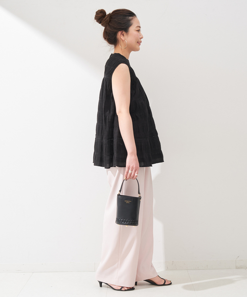 Simplicite（サンプリシテ）の「レースハギシュリンクブラウス（シャツ/ブラウス・レディース・ブラック/ホワイト・FREE）」の5枚目の写真