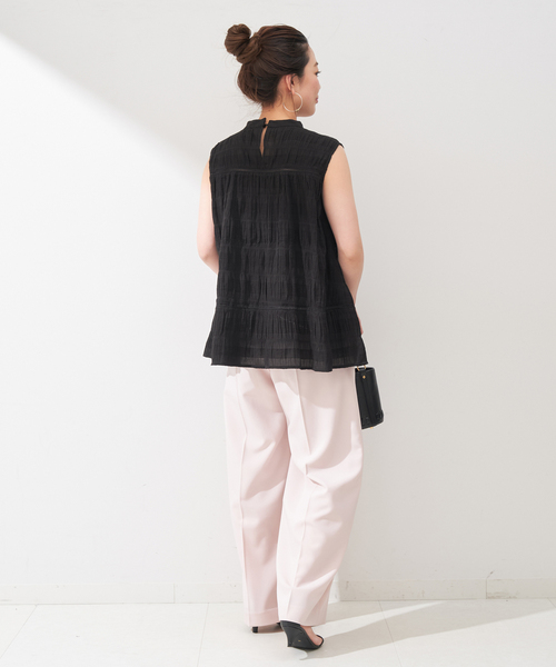 Simplicite（サンプリシテ）の「レースハギシュリンクブラウス（シャツ/ブラウス・レディース・ブラック/ホワイト・FREE）」の6枚目の写真