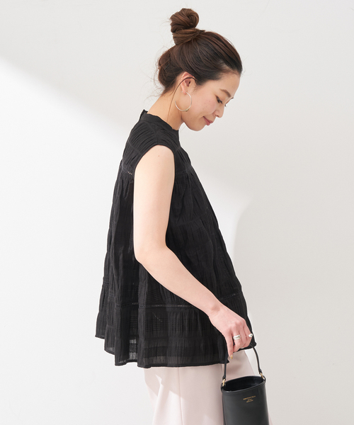 Simplicite（サンプリシテ）の「レースハギシュリンクブラウス（シャツ/ブラウス・レディース・ブラック/ホワイト・FREE）」の8枚目の写真